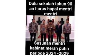 pak prabowo ,mas gibran dan mentri mentrinya, kabinet merah putih