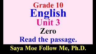 Grade 10 English: Unit 3 Zero, Reading