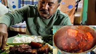 MUKBANG/Tangkhul style cooking of spicy pork meat with lots of chilli powder and salt only/Manipur.