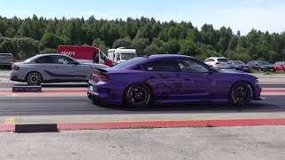 BMW M240i xDrive Coupe vs Dodge Charger SRT Hellcat 6.2 1/4 mile drag race