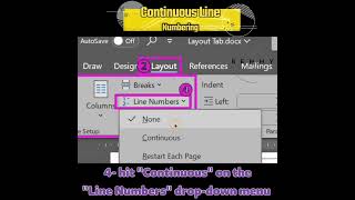 Continuous Line Numbering #wordtutorial #linenumber #continuous
