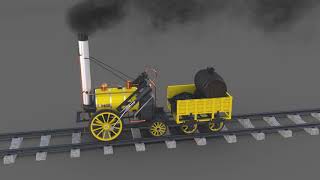 Animated Stephenson Rocket Locomotive 3D Model