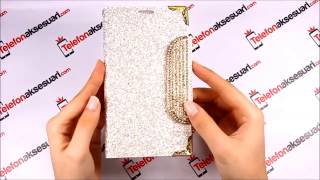 SAMSUNG Note 2 Swarovski Taşlı Tokalı Zincir Aksesuarlı Kapaklı Cüzdan Kılıf Tanıtımı