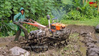 Joki Bocil Bawa Traktor Sawah G1000 Garap Lahan Tanah Dangkal Di Petak Sempit