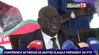 CONFÉRENCE DE PRESSE DE ME ELHADJI DIOUF PRÉSIDENT DU PTP MEILLEUR PROFIL PRÉSIDENTIEL EN FÉVRIER 24