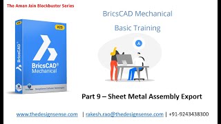 BricsCAD Mechanical Training (Basic) by Aman Jain (Part 9 - Sheet Metal Assembly Export)