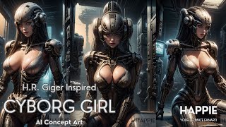 AI Cosplay H.R.Giger Inspired Cyborg Girl Concept Fanart, AI ART LOOKBOOK ,H・R・ギーガー Fan Art コスプレ, 二創