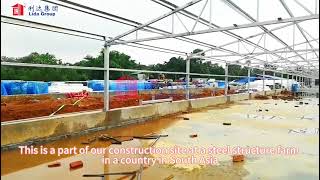 Our Construction Site at a Steel Structure Farm in a Country in South Asia  #steelstructures