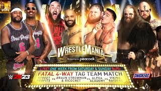 WWE WRESTLEMANIA 39 FATAL 4-WAY TAG TEAM MATCH OFFICIAL MATCH CARD