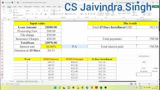 15 Days Installment Calculation for MicroFinance Loan II EMI Calculation by CS Jaivindra Singh