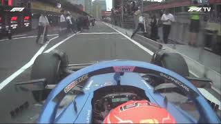 Ocon nearly hits reporters in pitlane