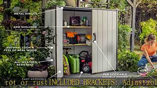 Keter Premier Tall Resin Outdoor Storage Shed with Shelving Brackets for Patio Furniture, Pool Acce