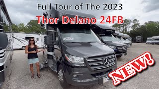 Tour The New 2023 Thor Delano 24FB B+/C-Class RV built on the Mercedes Chassis