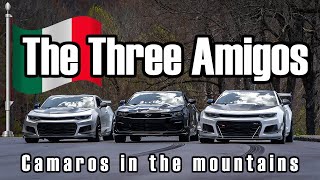 Three Camaros - mountain run - chase cam