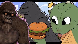 Kong Reacts to Godzilla Jr. Makes A Burger [Godzilla Animation]