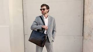 Black Leather Briefcase for 17'' Laptop Bag - Nostromo | Time Resistance Official Video