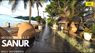 [4K] Bali Today 2024 - Bali is Rainy ? Morning Walk at Pantai SANUR After Heavy Night Rain 7.00 AM