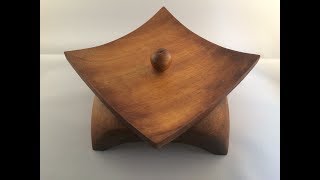 Wood turning - A winged lidded box (Iroko)