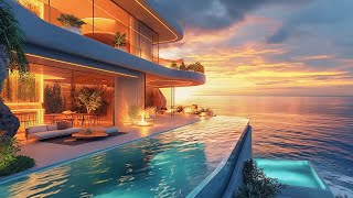 Cozy Sunset with Luxury Beach Villa 🌅  Tropical Space with gentle waves & Ocean Rhythm For Relax