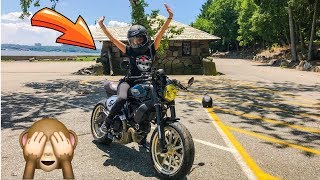 Ducati scrambler cafe racer Girlfriend first time ever riding a bike learning