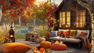 Cozy Porch in Halloween Peaceful Afternoon Ambience with Pumpkins & Enchanting Autumn Sounds