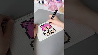 Vẽ TRANH PIXEL GẤU DÂU siêu xinh 🤩| Bò Cutie #drawing #diy #shorts