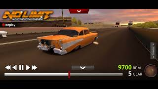 No limit drag racing 2.0 v1.8.7 Jeff Lutz Twin Turbo 1957 Chevy Bel air on 33 tyre @5.613 et