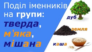 Як визначити групу іменника (тверда, м'яка, мішана) І та ІІ відмін. Поділ на групи іменників на -р.