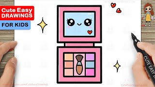 How to Draw a Cute Makeup Kit Easy Step-By-Step Drawing and Coloring for Kids and Toddlers