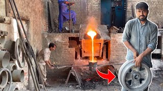 Amazing Process of Making Power Wheel For Thresher from Metal Recycling