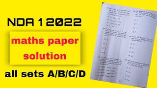 NDA 1 2022 maths paper solution set A/B/C/D | nda answer key