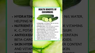 Health Benefits of Cucumbers 🥒 #shorts #cucumber #cucumberbenefits #benefitsofcucumber #eathealthy