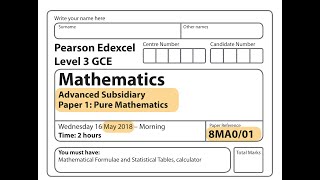 Edexcel LINEAR AS Level - June 2018 - Pure Mathematics