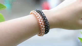 Quick and easy to make tubular netted bracelet. Beaded jewelry