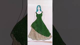 Beautiful glitter dress painting ❤️ || #shorts #art