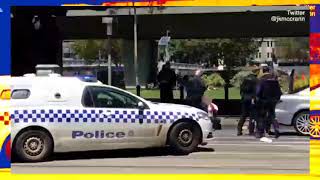 Heavily armed police arrest driver near Flinders St in Melbourne