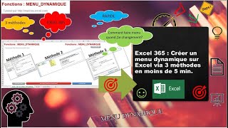 Excel 365 : Créer un menu dynamique sur Excel via 3 méthodes en moins de 5 min.