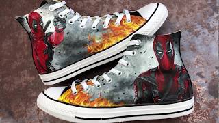 DEADPOOL Painted Converse | How To Paint Sneakers | Custom Shoes