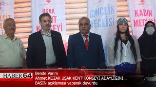 AHMET KOZAK UŞAK KENT KONSEYİ  BŞK LIĞINA ADAĞLIĞINI BASINA AÇIK TOPLANTI YAPARAK DUYURDU