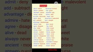 Opposite words in English / Antonyms/list of opposite words #shorts