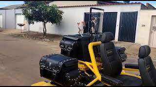 Passeio de um irmão no triciclo Riguete com o seu Cachorro.