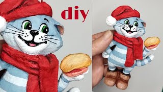 МК Кот Матроскин из ваты на ёлочку  / Ватная игрушка  / DIY  cotton wool toy / Cat