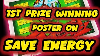 How to draw save energy poster chart drawing for competition ( very easy) step by step