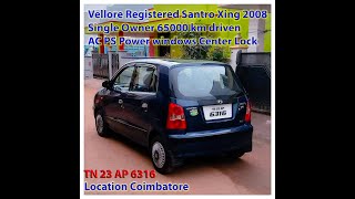 Santro Xing VELLORE REGISTERED GLS 2008 SINGLE OWNER  65000 KM DRIVEN AC POWER STEERING POWER WINDOW