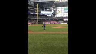 My Dad Throws Out First Pitch at Brewers Game - May 31, 2015