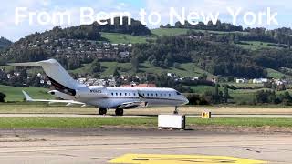 Global 5000 taking off from Bern to New York !