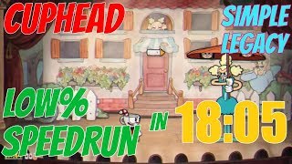 [Former World Record] Low% Speedrun - 18:05 - Legacy, Simple, Solo - Cuphead