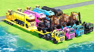 TRANSPORTING EXCAVATOR VOLVO, SCANIA TANK, BULLDOZER CARS TO GARAGE WITH PHOENIX TRUCK   FS22 #299