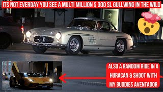 NOT EVERDAY YOU SEE A MULTI MILLION $ MERCEDES 300 SL GULLWING PARKED UP WITH THE NEW SL 65 AMG !!