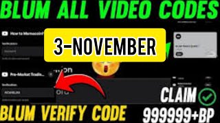 3 November Blum Allah YouTube Video Code | Today Bum All video code #blum #blumcode